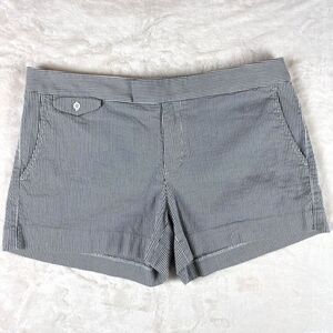 Martin+Osa Coastal Shorts Women 12 Nautical Blue White Striped Seersucker Cotton